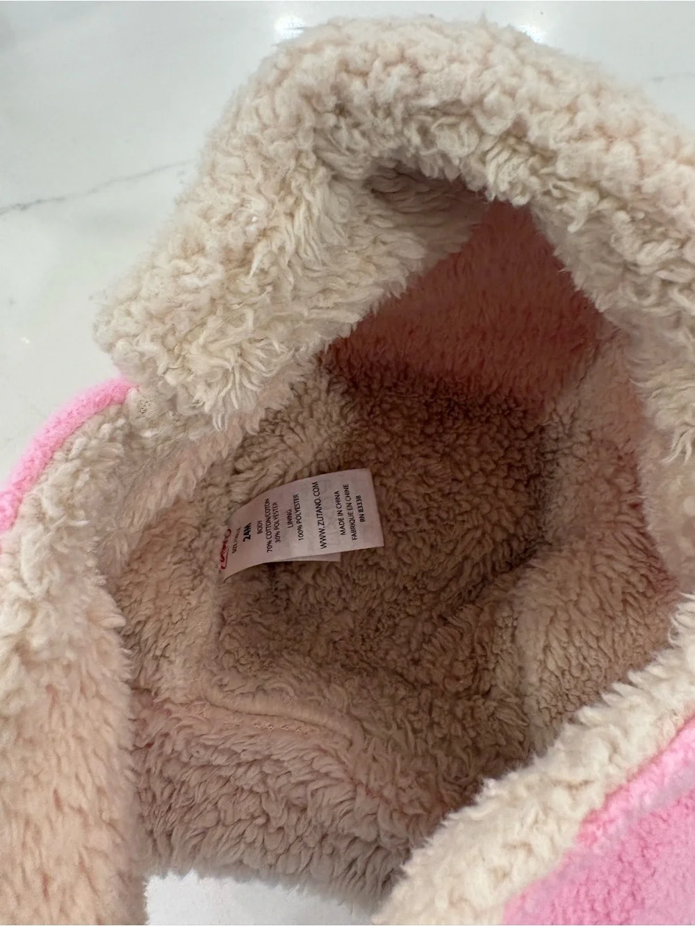 Zutano Pink Sherpa Trapper Hat with Cream Lining